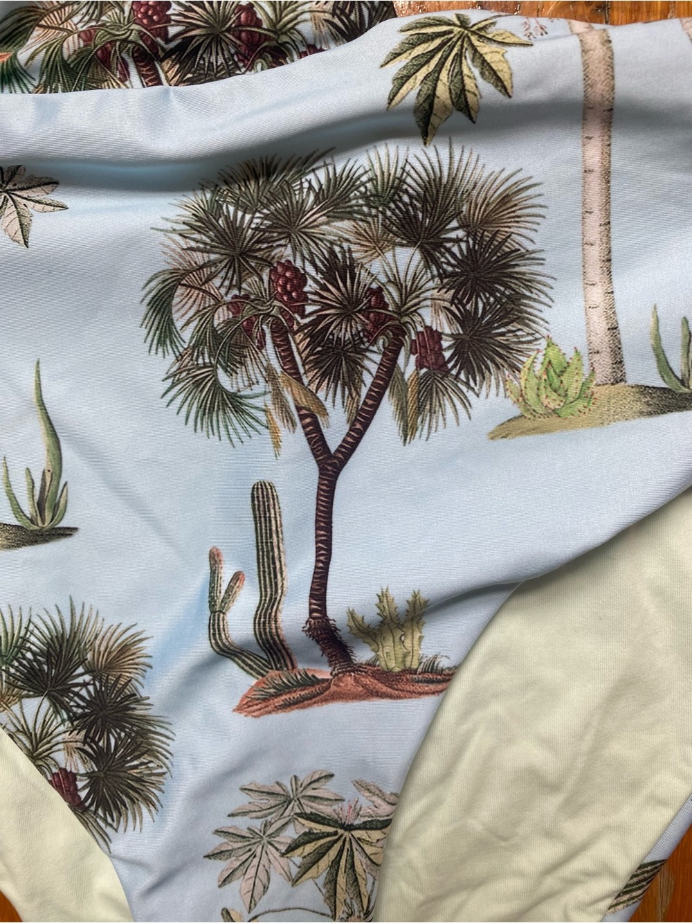 NWT Kibys Light Blue Palm Print Cutout One-Piece Swimsuit - Picture 5 of 8